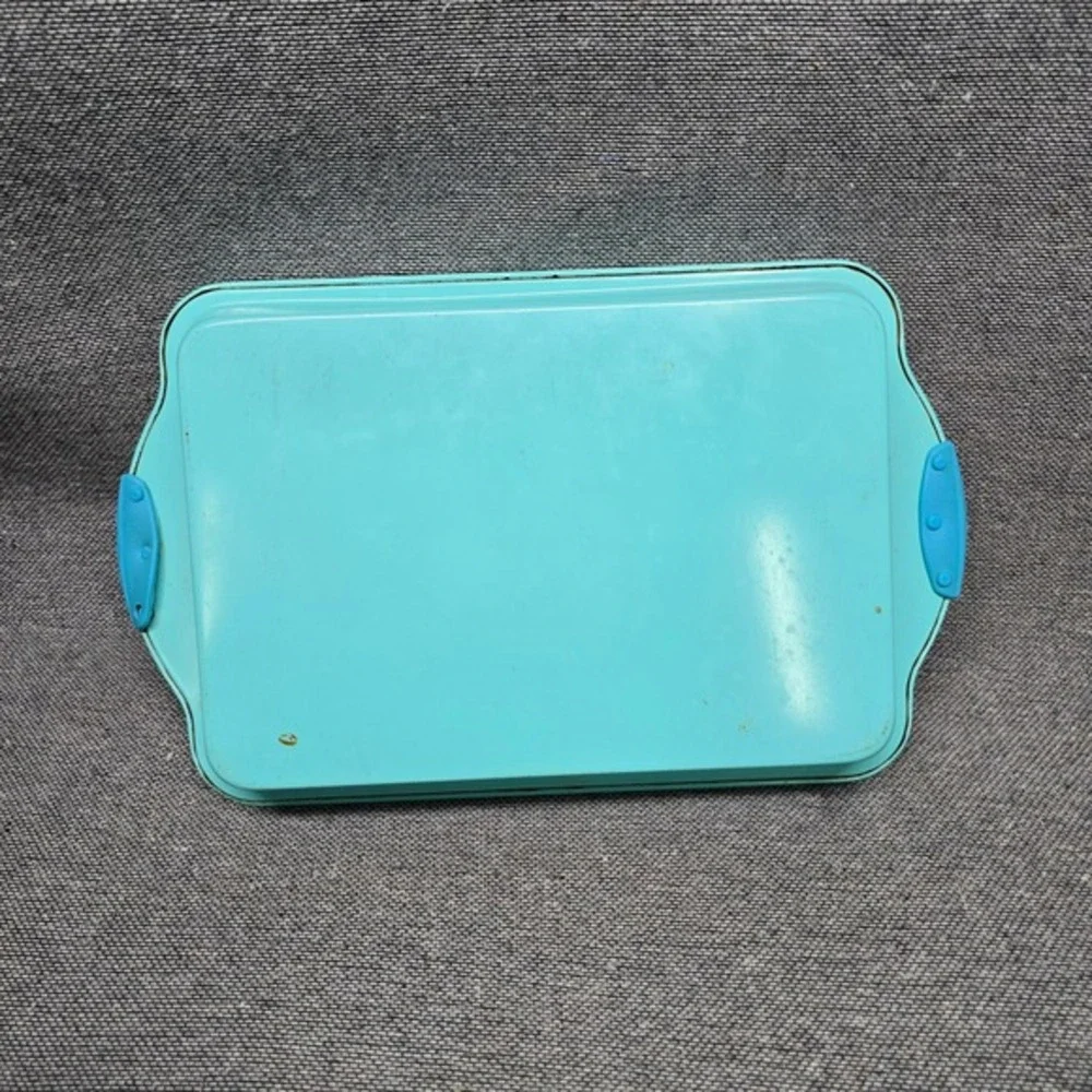 Enamelware Baking Pan Turquoise Retro‎ Roaster 13x9 Teal Good Vintage